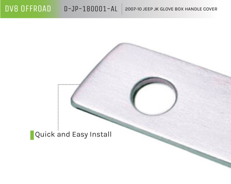 Jeep Wrangler JK Interior Accent Kit - DV8 Offroad - Glove Box Handle Cover - Silver - `07-`18